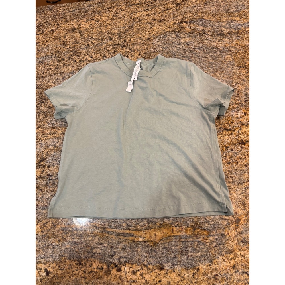 Lululemon Classic Fit Cotton Linen Blend Short Sleeve‎ Shirt Sage Green 2 W3FGDS